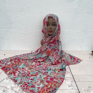 J. McLaughlin Floral Throw Blanket - Turquoise, Pink & Yellow